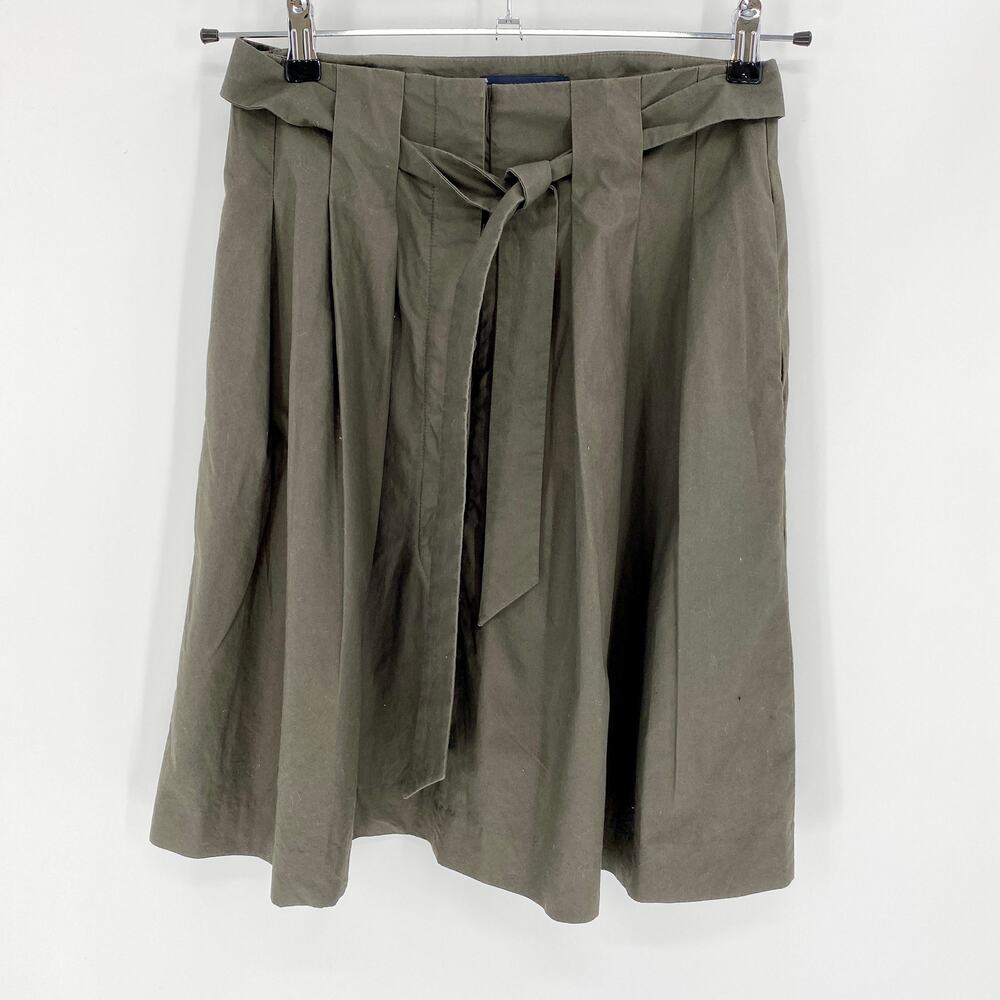 BANANA REPUBLIC Womens Skirt Cotton Size 2 Pleated Self-Tie Belt Mini A-Line